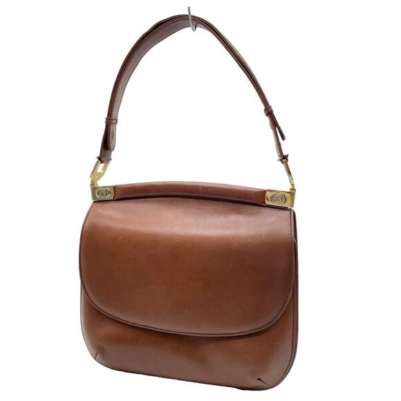 Vintage Gucci GG Hardware Leather Brown Flap Hand Bag W/Dust bag - Picture 16 of 16